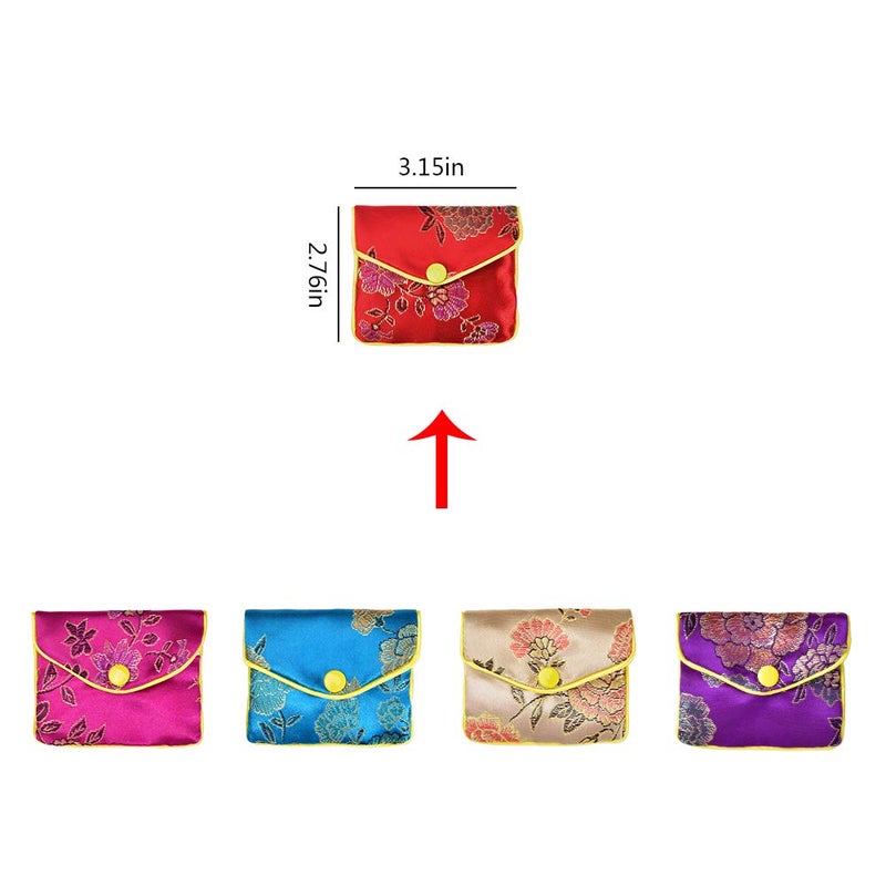 VIOCIWUO Jewelry Silk Purse New Year Pouch Bags Travel Jewelry Organizer Bags Chinese Silk Style Brocade Embroidered for Women 5 Colors, 20pcs - Image 2